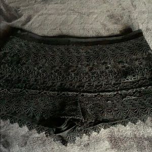 Black lined lace shorts